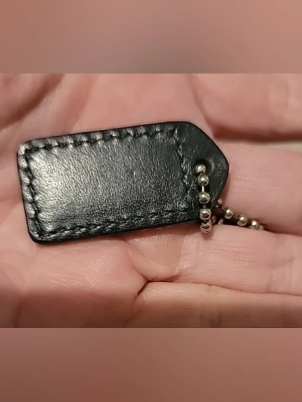 Coach Black Leather Logo Tag Clutch Charm